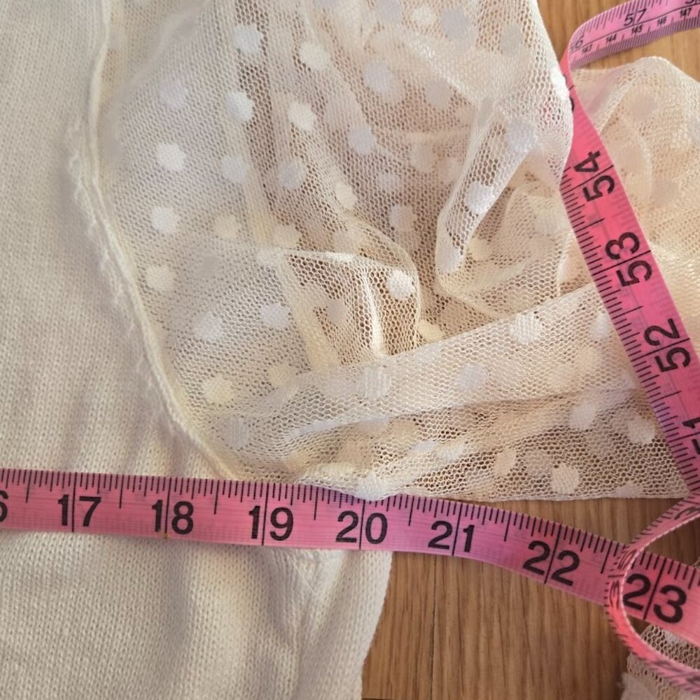 Talbots‎ Ivory Sweater with Sheer Dot Sleeves, Size Large - Picture 6 of 7